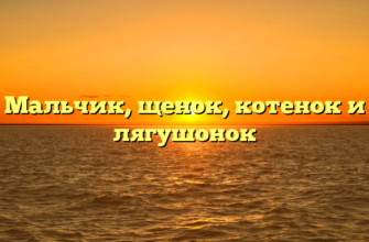 Мальчик, щенок, котенок и лягушонок