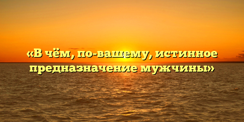 «В чём, по-вашему, истинное предназначение мужчины»