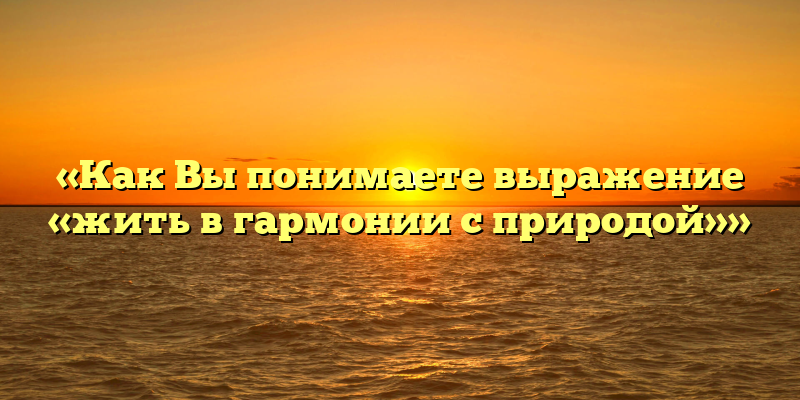«Как Вы понимаете выражение «жить в гармонии с природой»»