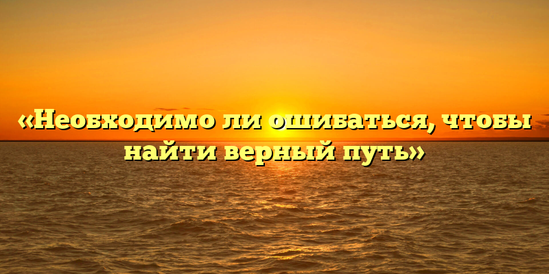 «Необходимо ли ошибаться, чтобы найти верный путь»