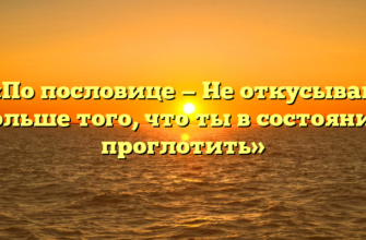 «По пословице — Не откусывай больше того, что ты в состоянии проглотить»