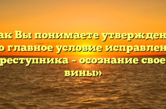 «Как Вы понимаете утверждение, что главное условие исправления преступника – осознание своей вины»
